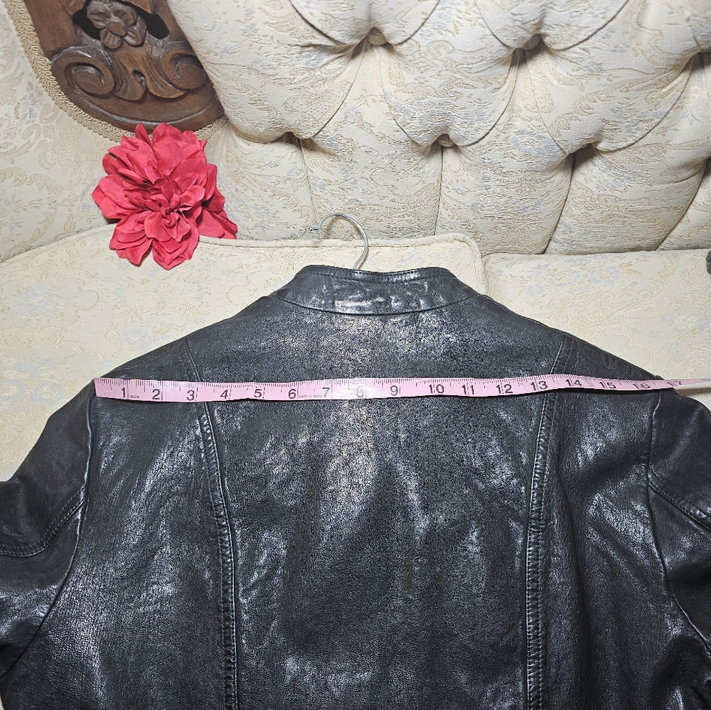 Ralph Lauren Black Leather Motorcycle Jacket - Picture 8 of 9